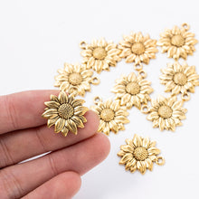 Load image into Gallery viewer, 10 Pcs Gold Sunflower Pendant