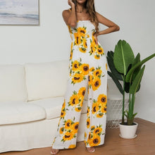 Load image into Gallery viewer, Sunflower Printed Strap Jumpsuit