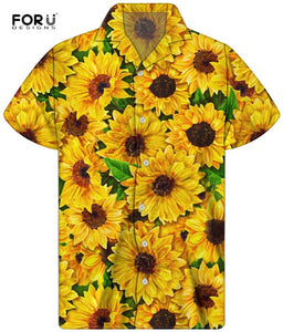 Yellow Sunflower Floral Pattern Shirt
