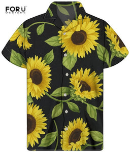 Yellow Sunflower Floral Pattern Shirt