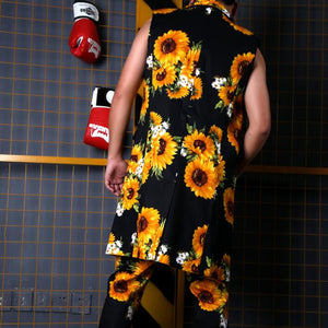 Sunflower Printed  Long Vest and Pant