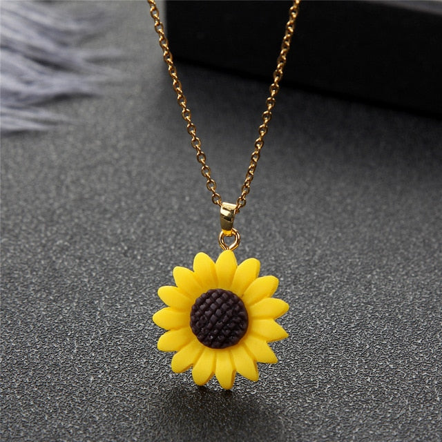 Delicate Sunflower Pendant  With Earrings