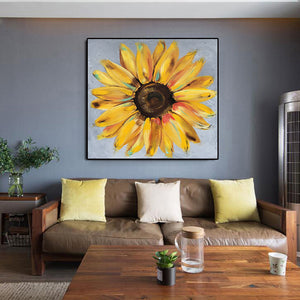 Abstract Yellow Sunflowers Oil Canvas Painting