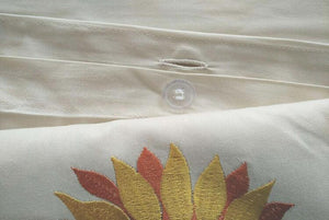 Sunflower Embroidered Cotton Duvet Cover Set