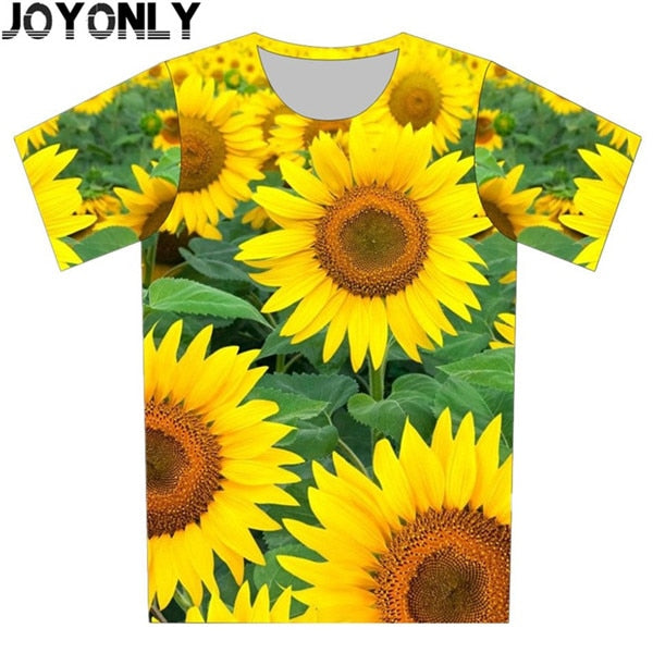 Children - 3D Print Sunflower Design Short Sleeve T-Shirt (Unisex)