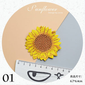 Sunflower Flower Embroidered Patch for Clothing Iron on Clothes Kindergarten Kids Appliques Stripes Sticker Garment Accessories